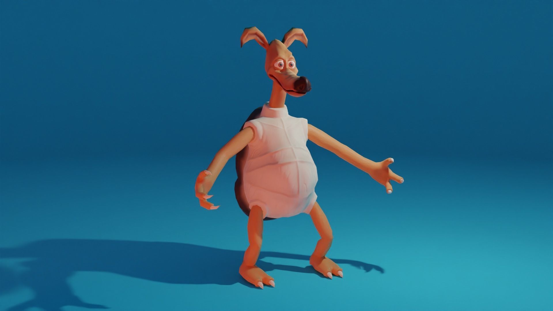 Character cartoon dog in shirt and pants Low-poly 3D model_5