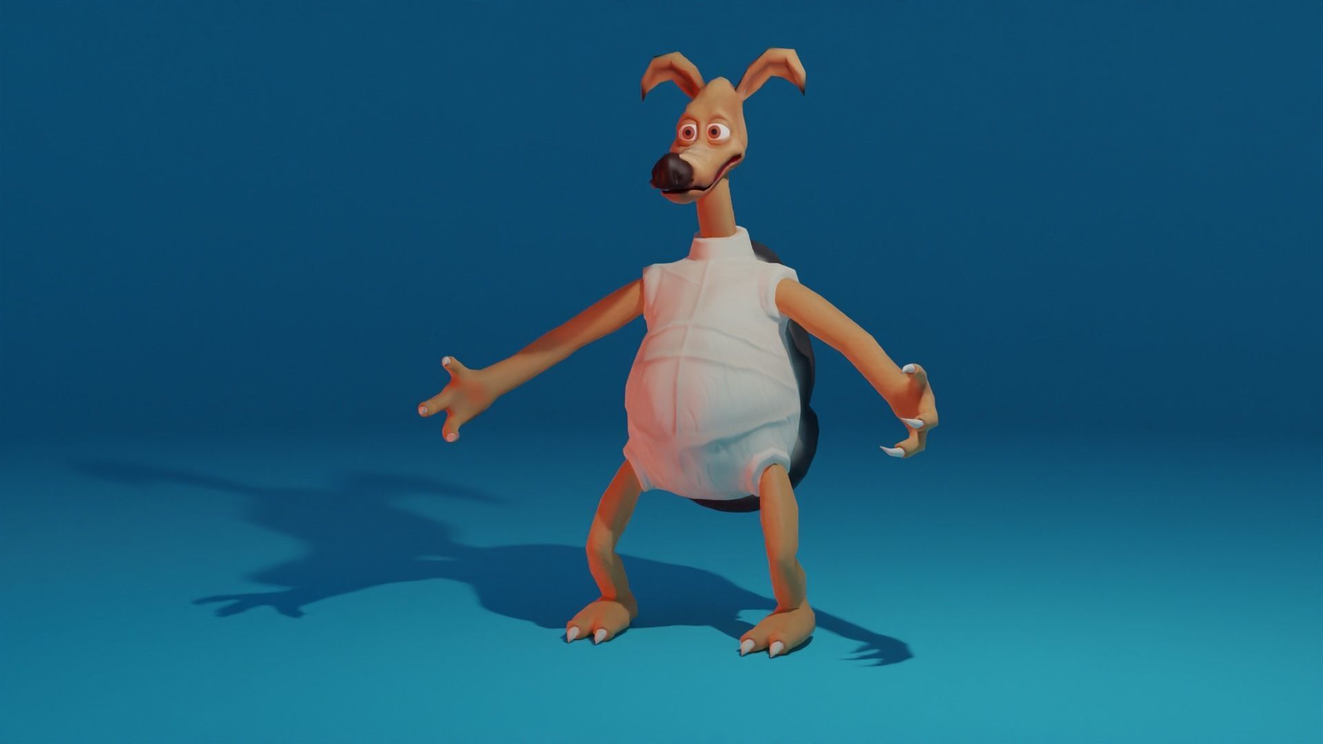 Character cartoon dog in shirt and pants Low-poly 3D model_6