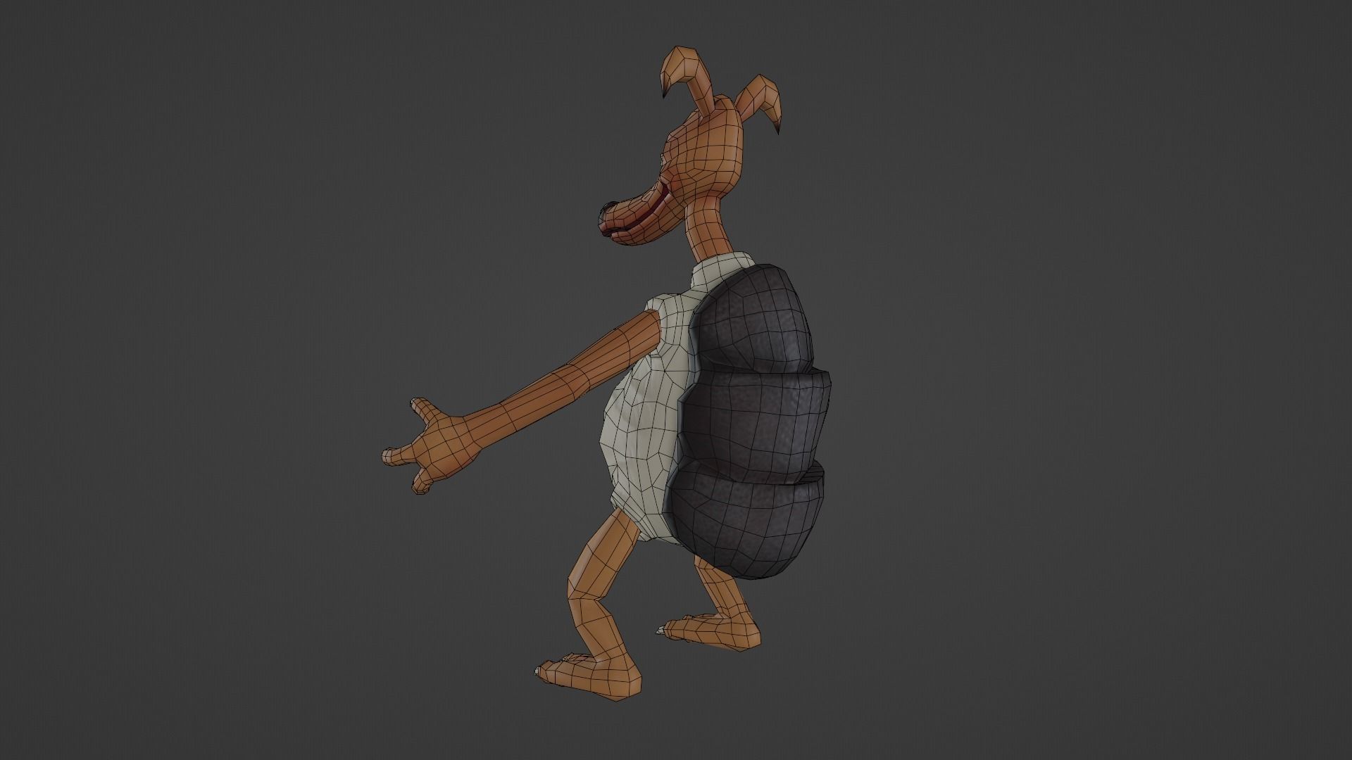 Character cartoon dog in shirt and pants Low-poly 3D model_16