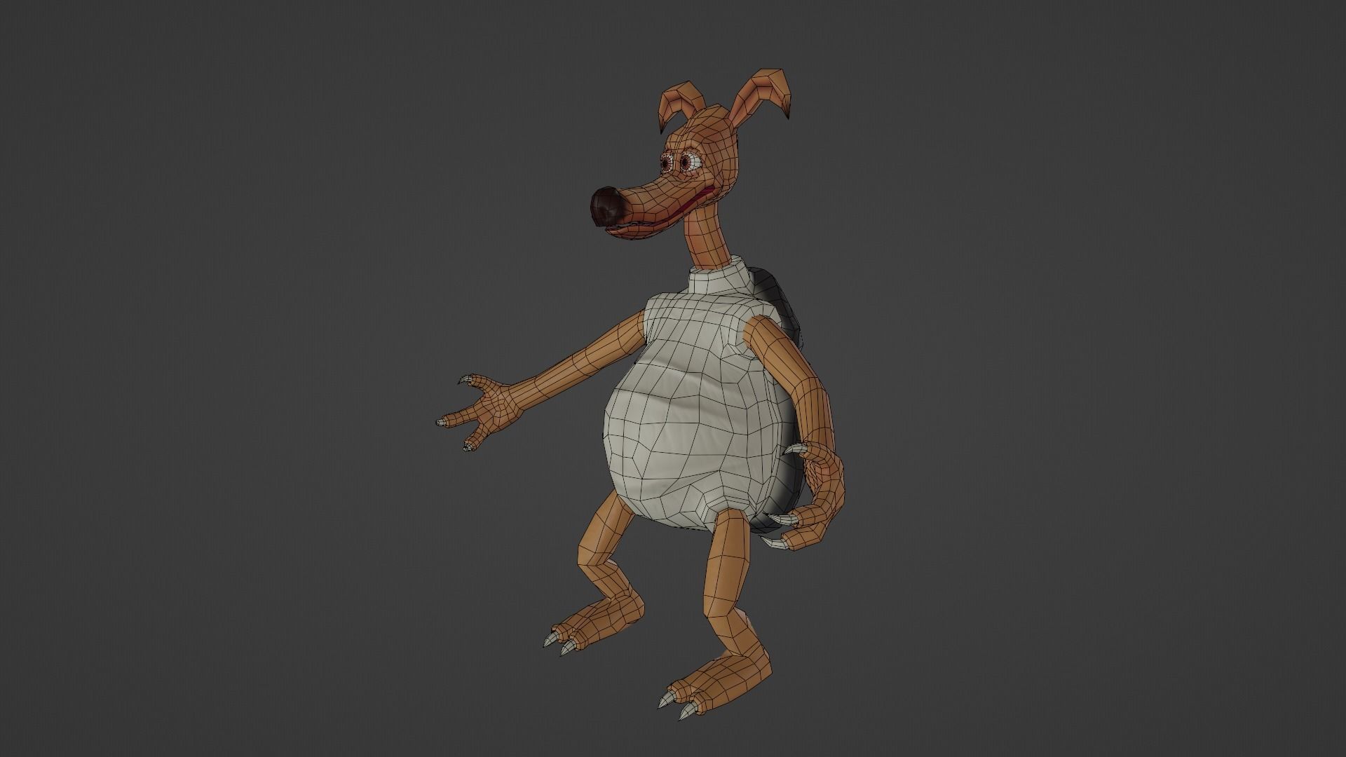 Character cartoon dog in shirt and pants Low-poly 3D model_14