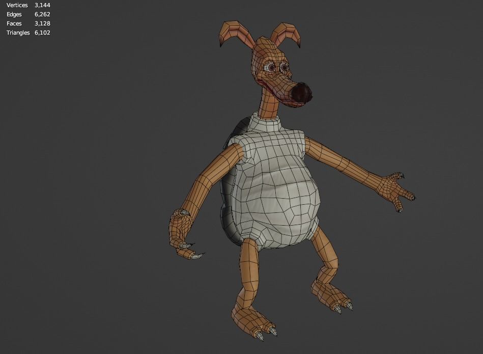 Character cartoon dog in shirt and pants Low-poly 3D model_11