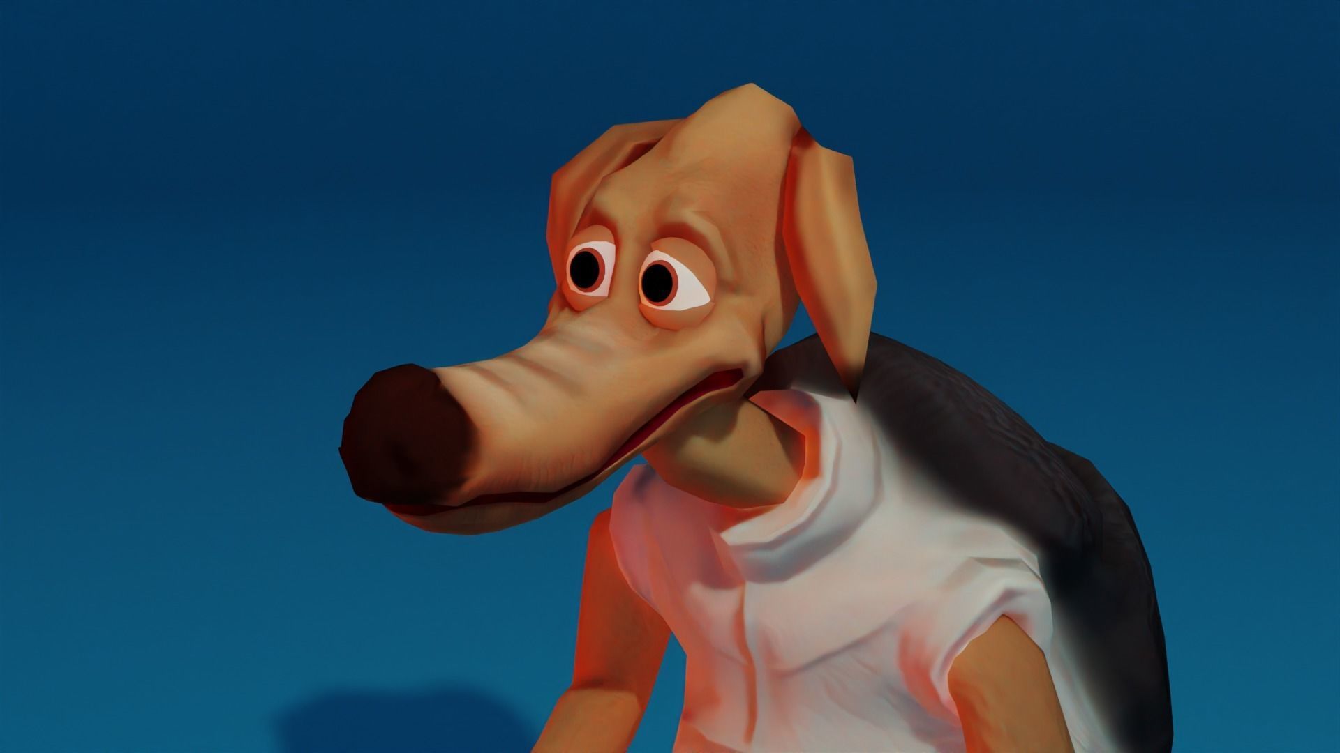 Character cartoon dog in shirt and pants Low-poly 3D model_4