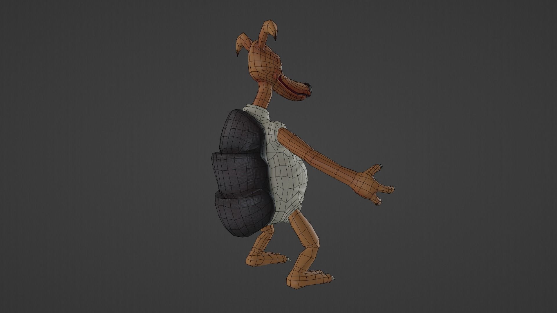 Character cartoon dog in shirt and pants Low-poly 3D model_18