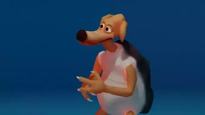Character cartoon dog in shirt and pants Low-poly 3D model