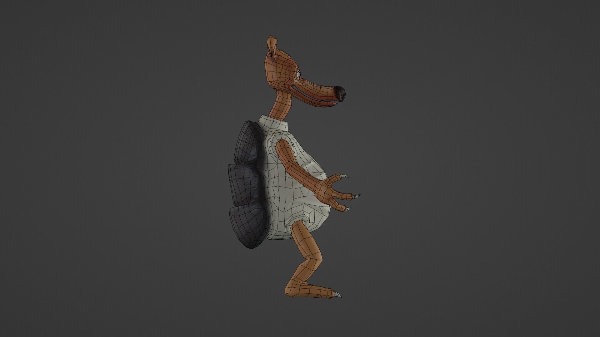 Character cartoon dog in shirt and pants Low-poly 3D model_23