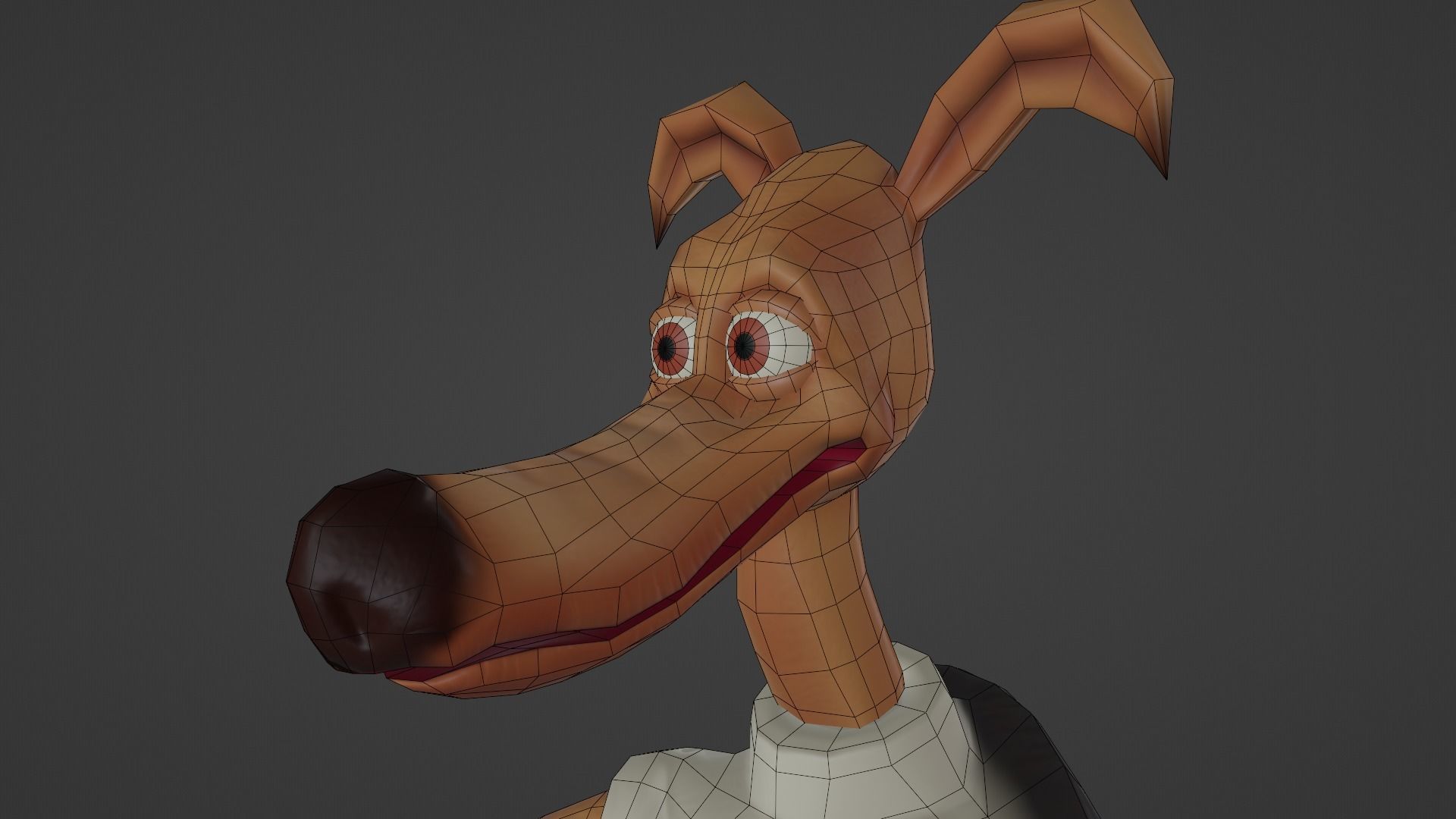 Character cartoon dog in shirt and pants Low-poly 3D model_24