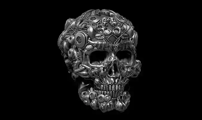 skull robot head a22 3d print model 3D print model