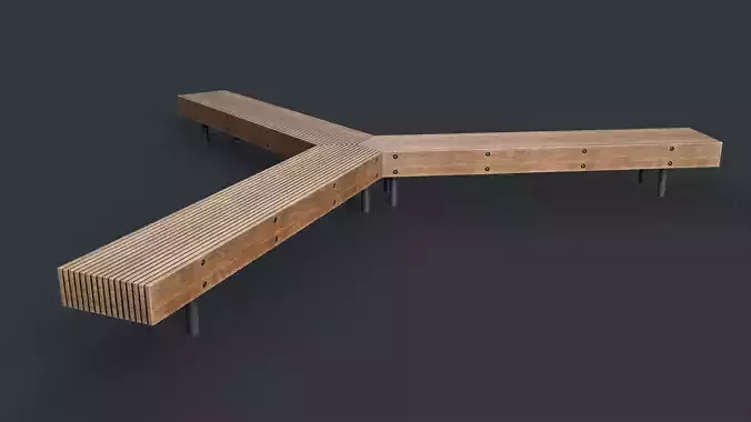 Modern Outdoor Bench 56 PBR Game Ready Low-poly 3D model