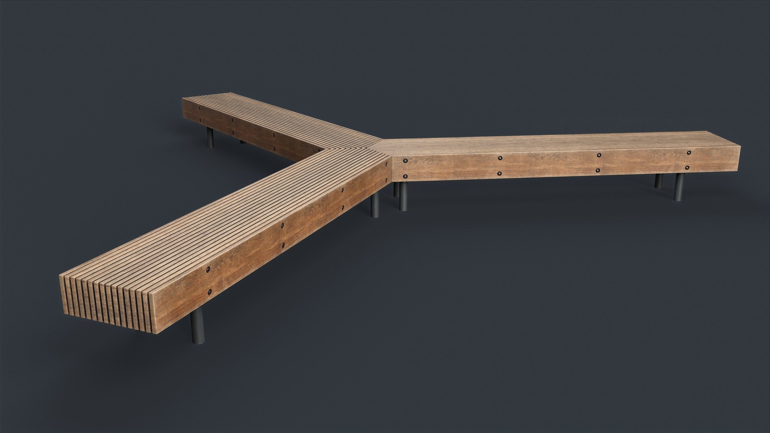 3D model Modern Outdoor Bench 56 PBR Game Ready VR / AR / low-poly ...