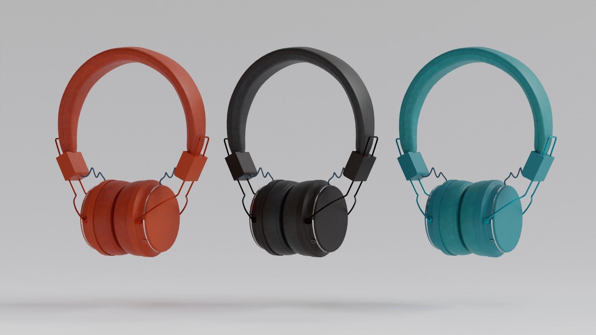 Headphone Collection in 3 colors 3D model_1