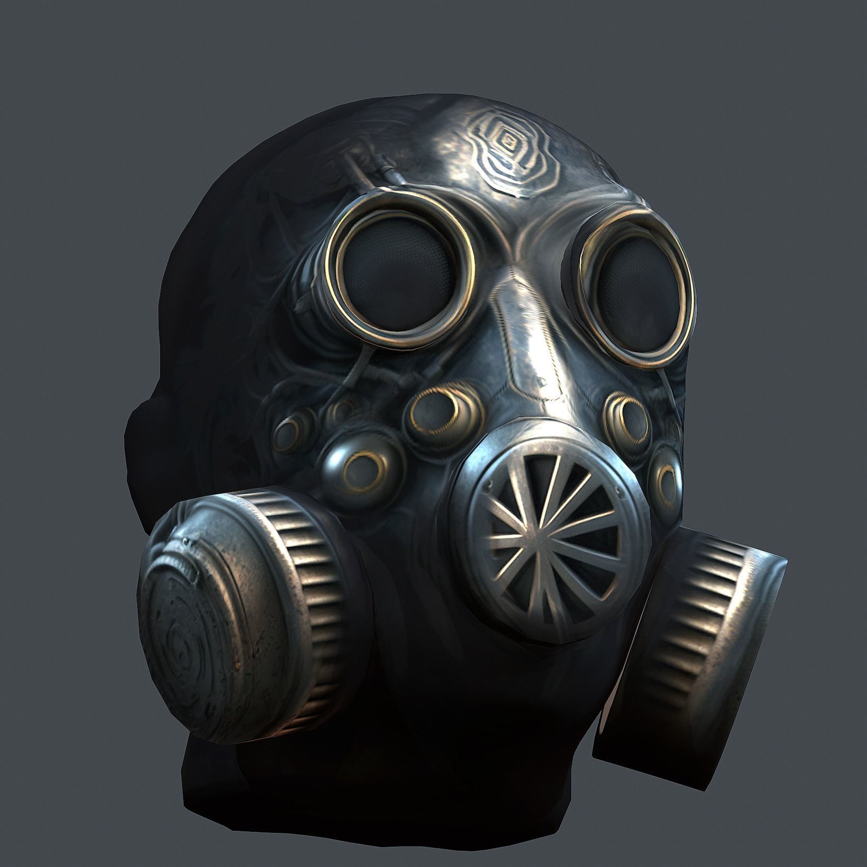 Gas mask helmet scifi Low-poly character art game space Low-poly 3D model_6