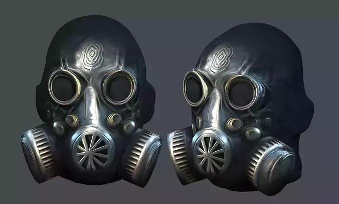 Gas mask helmet scifi Low-poly character art game space
