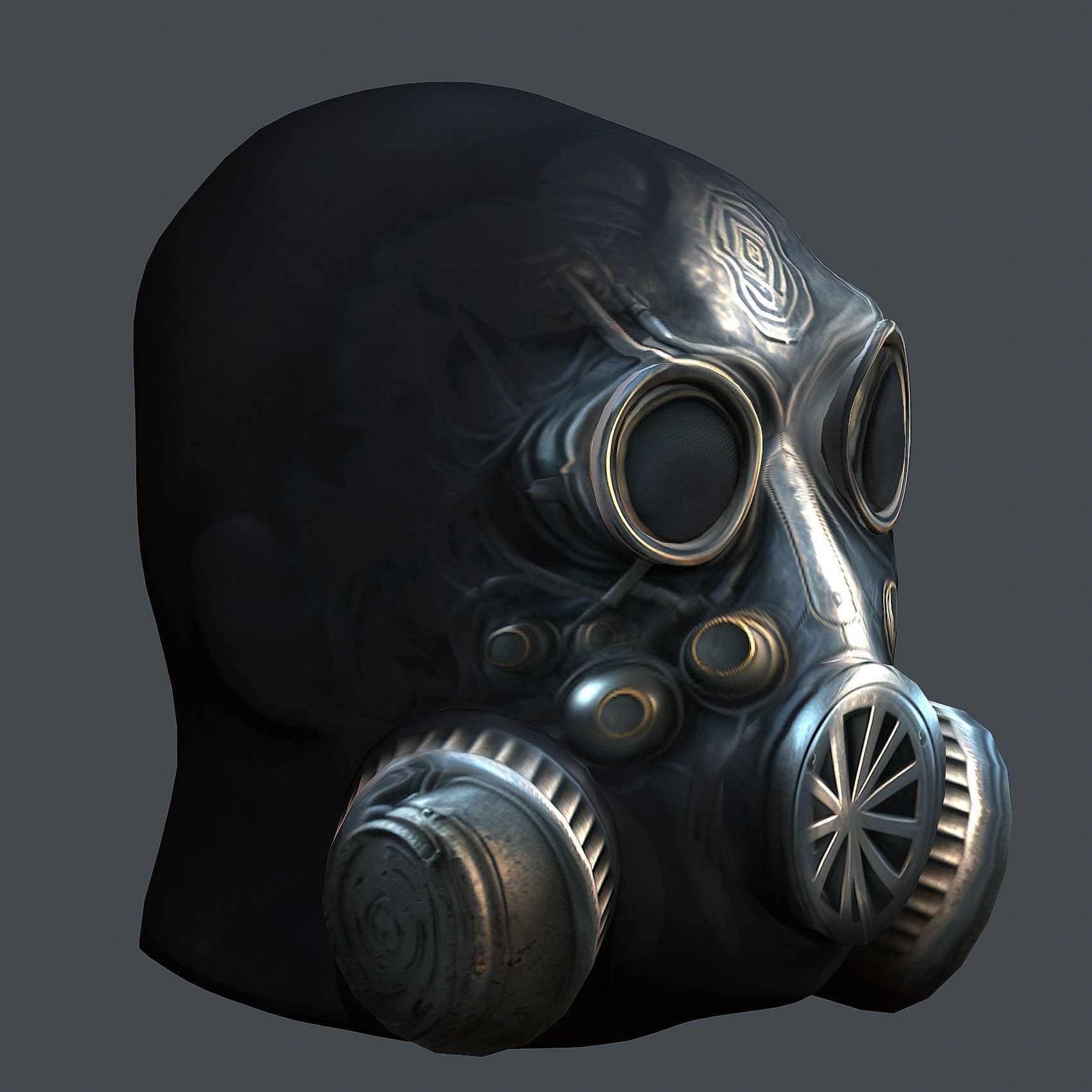 Gas mask helmet scifi Low-poly character art game space Low-poly 3D model_8