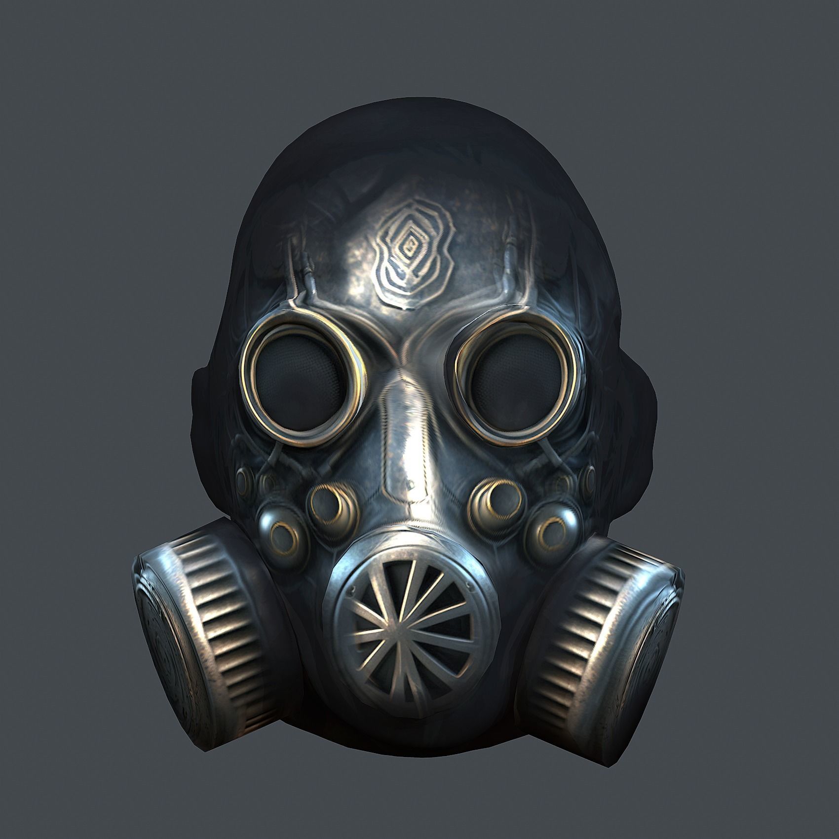 Gas mask helmet scifi Low-poly character art game space Low-poly 3D model_2