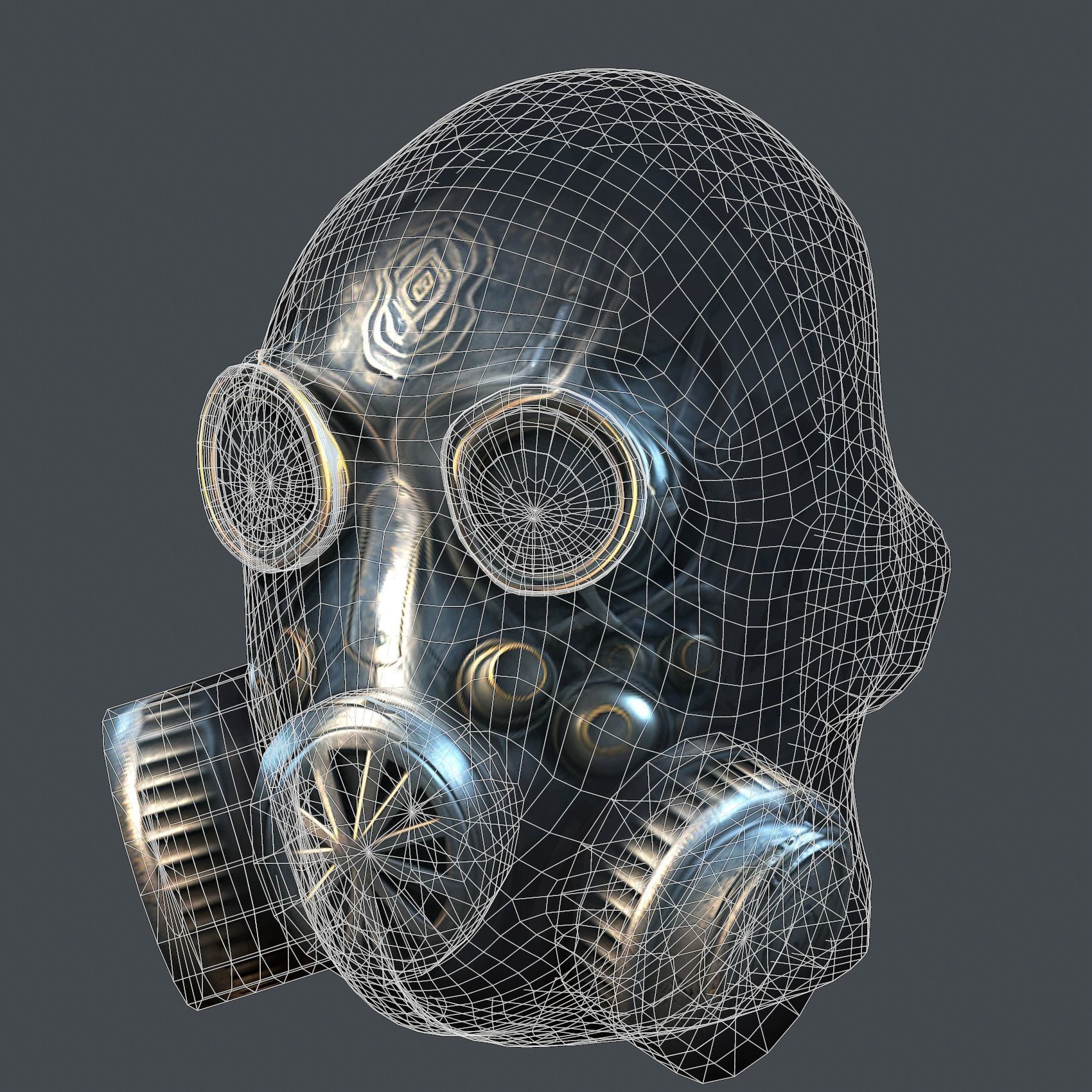 Gas mask helmet scifi Low-poly character art game space Low-poly 3D model_9