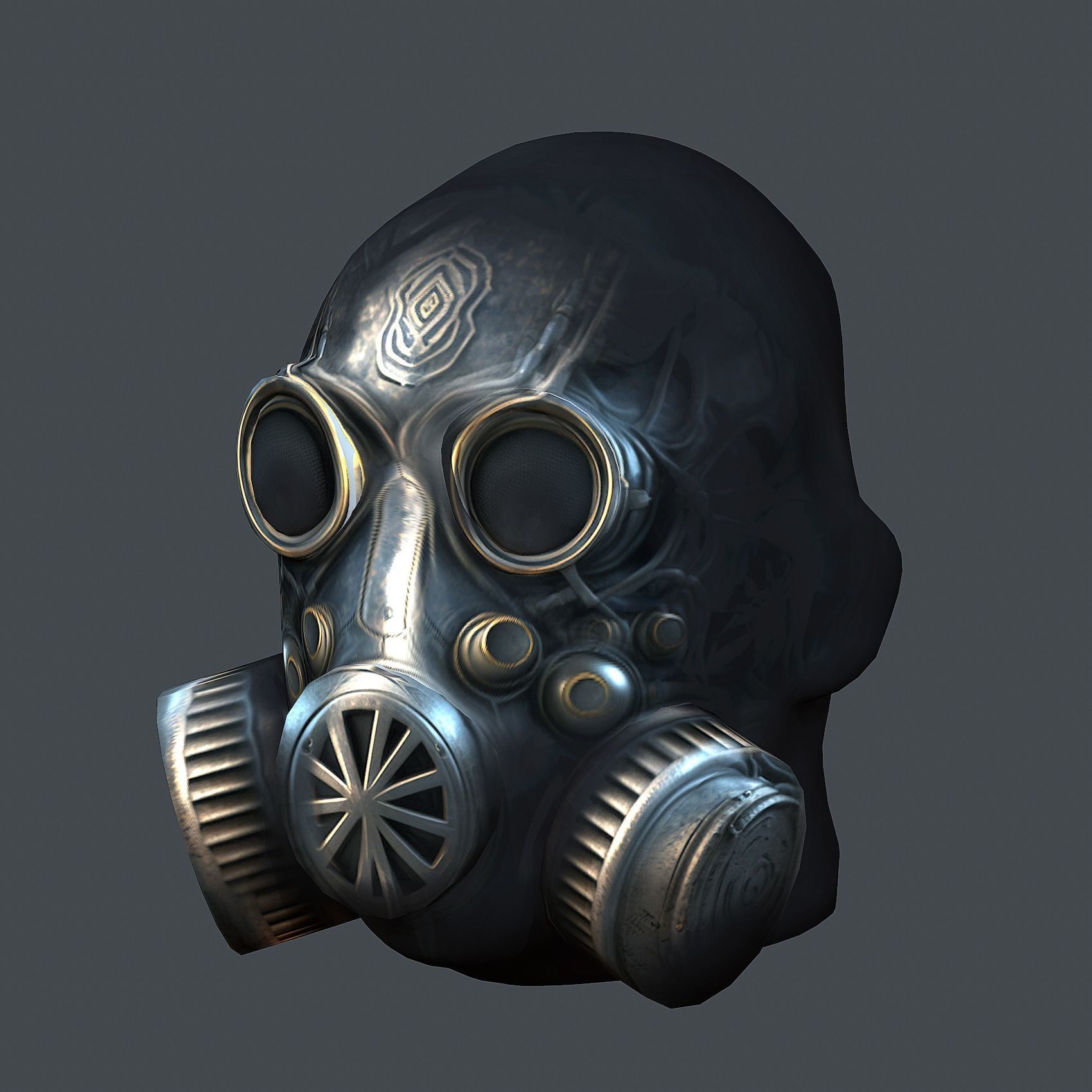 Gas mask helmet scifi Low-poly character art game space Low-poly 3D model_3