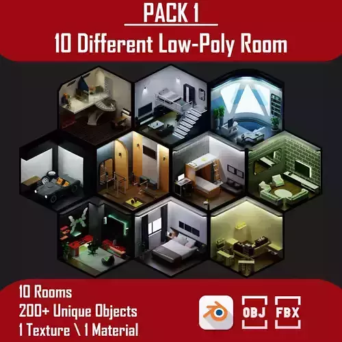 Interiors Pack-1 Low-poly 3D model