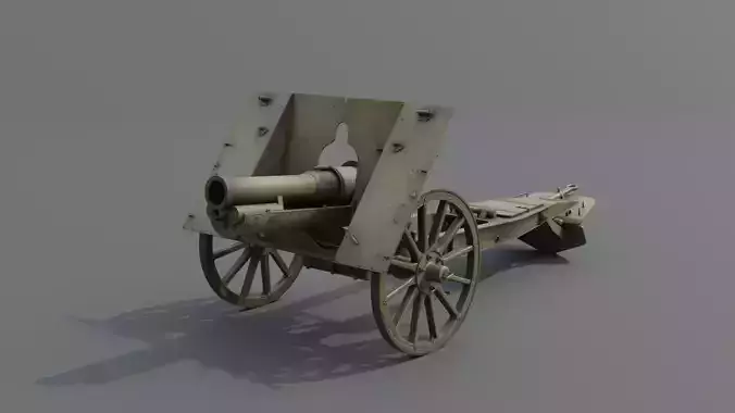 Type 99 10cm Mountain Gun Low-poly 3D model