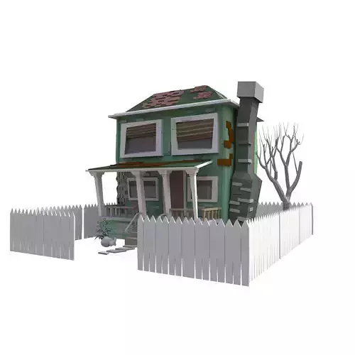cartoonish stylized house Free low-poly 3D model