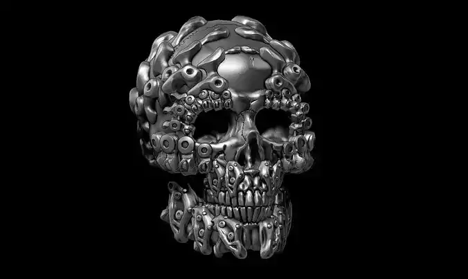 skull robot head a23 3d print model 3D print model