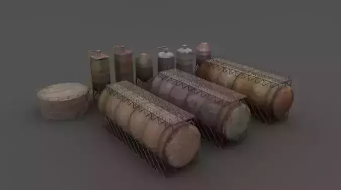 Rusty tanks Low-poly 3D model