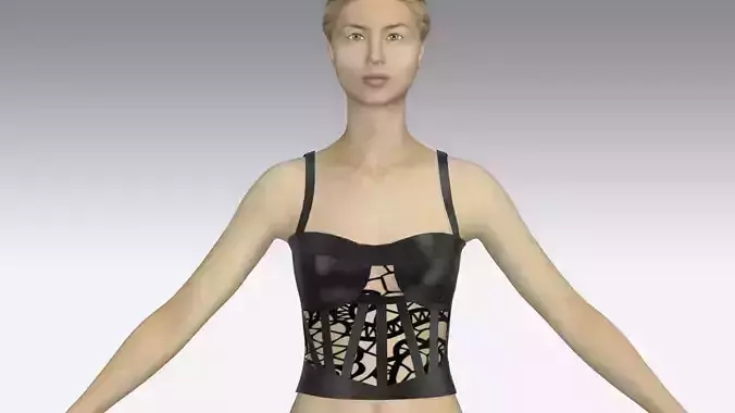 CORSET  LEATHER  LACE DETAIL  HEART NECKLINE COLOR 3D model