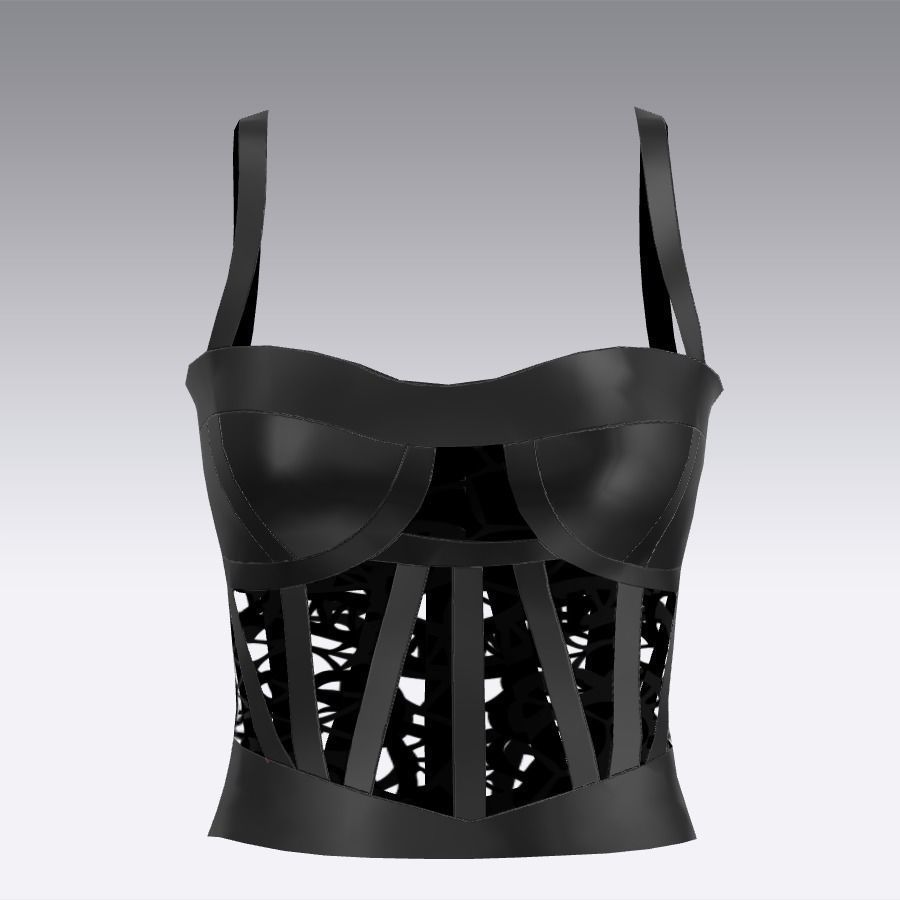 CORSET  LEATHER  LACE DETAIL  HEART NECKLINE COLOR 3D model_1