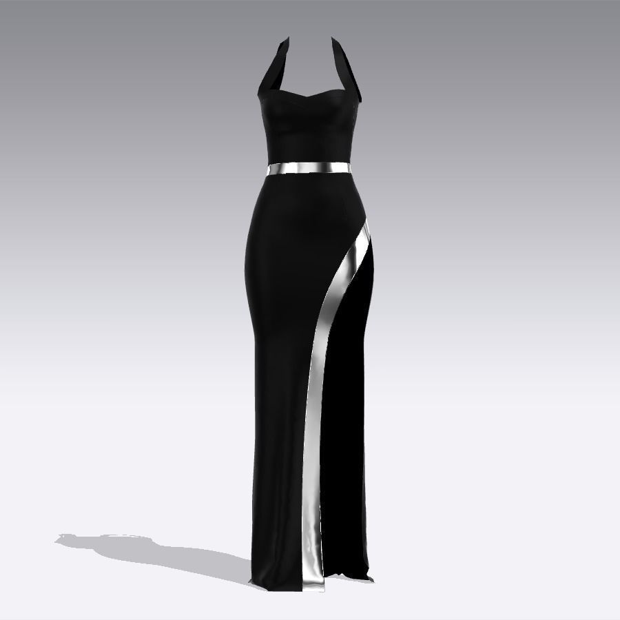 dress-black-and-metalic-detail-neckline-heart-color-3d-model-cgtrader