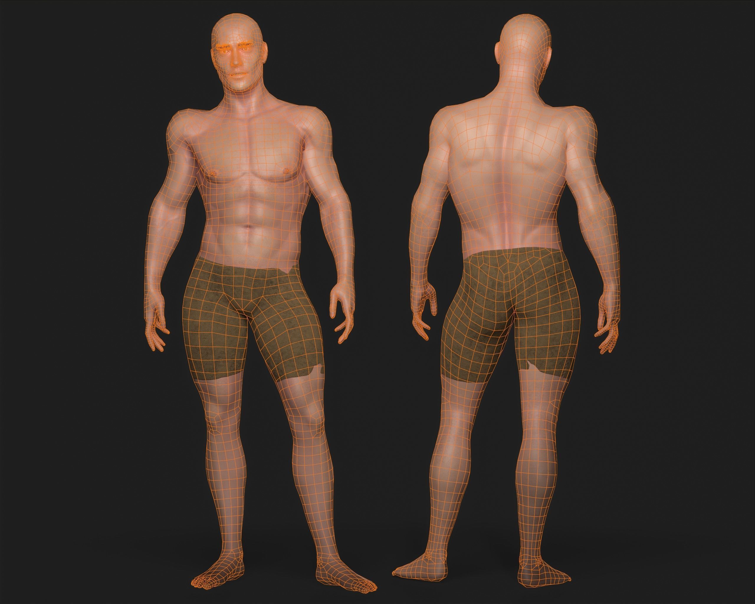 Bald men Low-poly 3D model_4