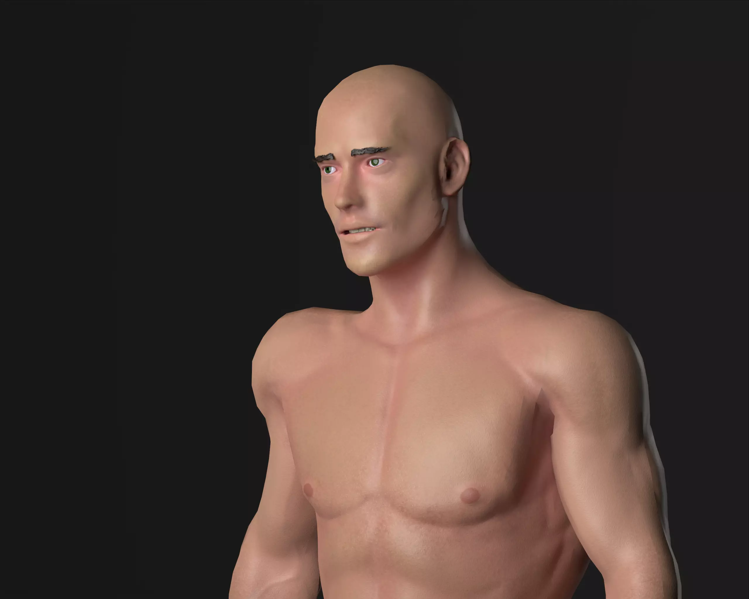 Bald men Low-poly 3D model_0
