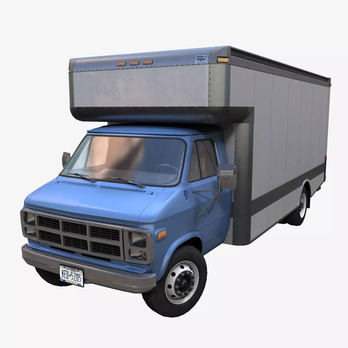 Moving box van Low-poly 3D model_0