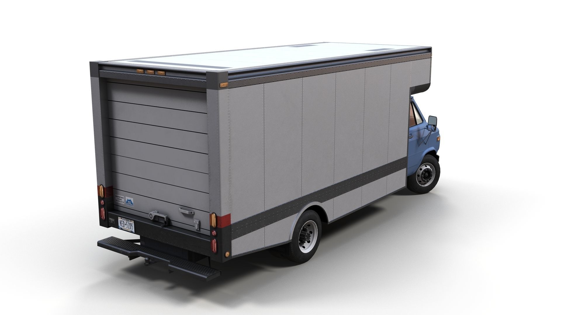 Moving box van Low-poly 3D model_2