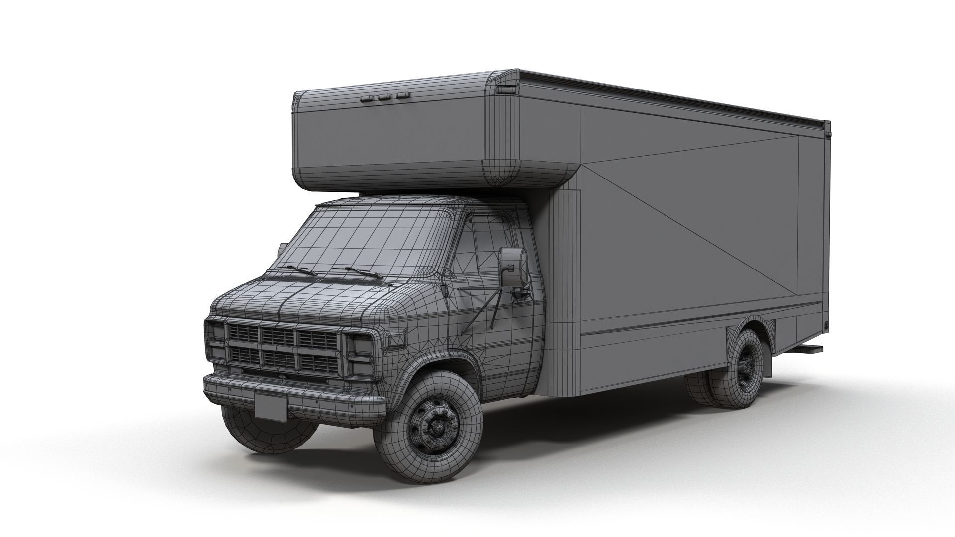Moving box van Low-poly 3D model_9
