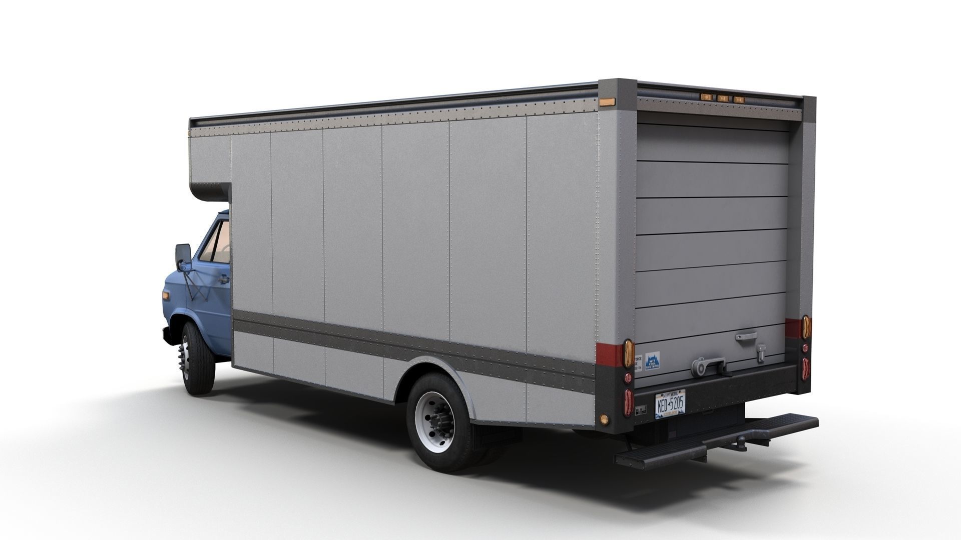 Moving box van Low-poly 3D model_4