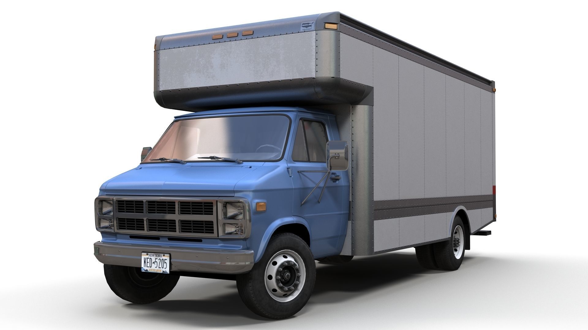 Moving box van Low-poly 3D model_8