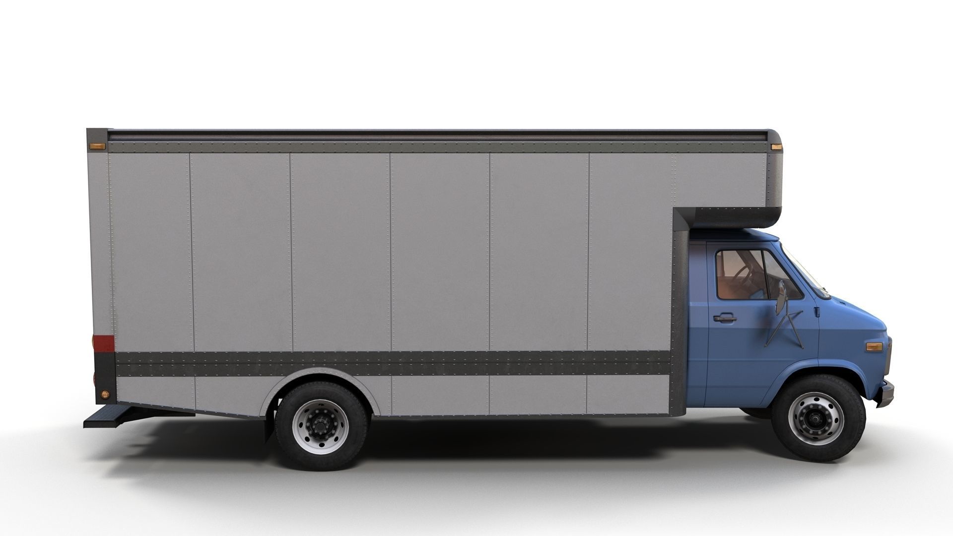 Moving box van Low-poly 3D model_7