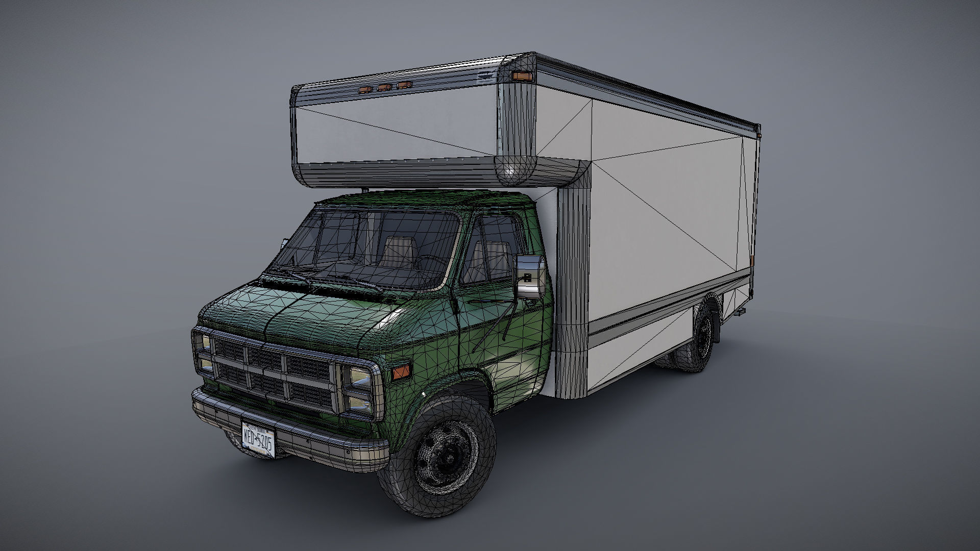 Moving box van Low-poly 3D model_28