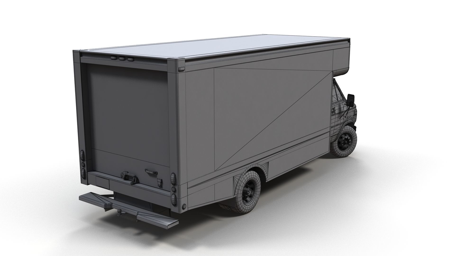 Moving box van Low-poly 3D model_10