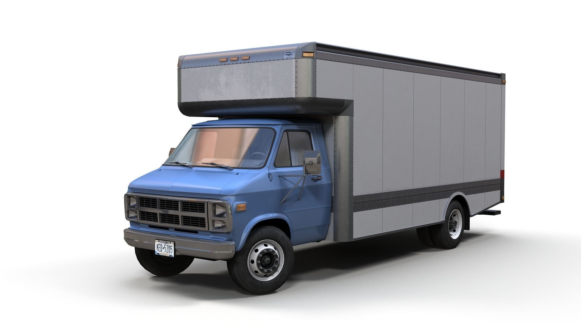 Moving box van Low-poly 3D model_1