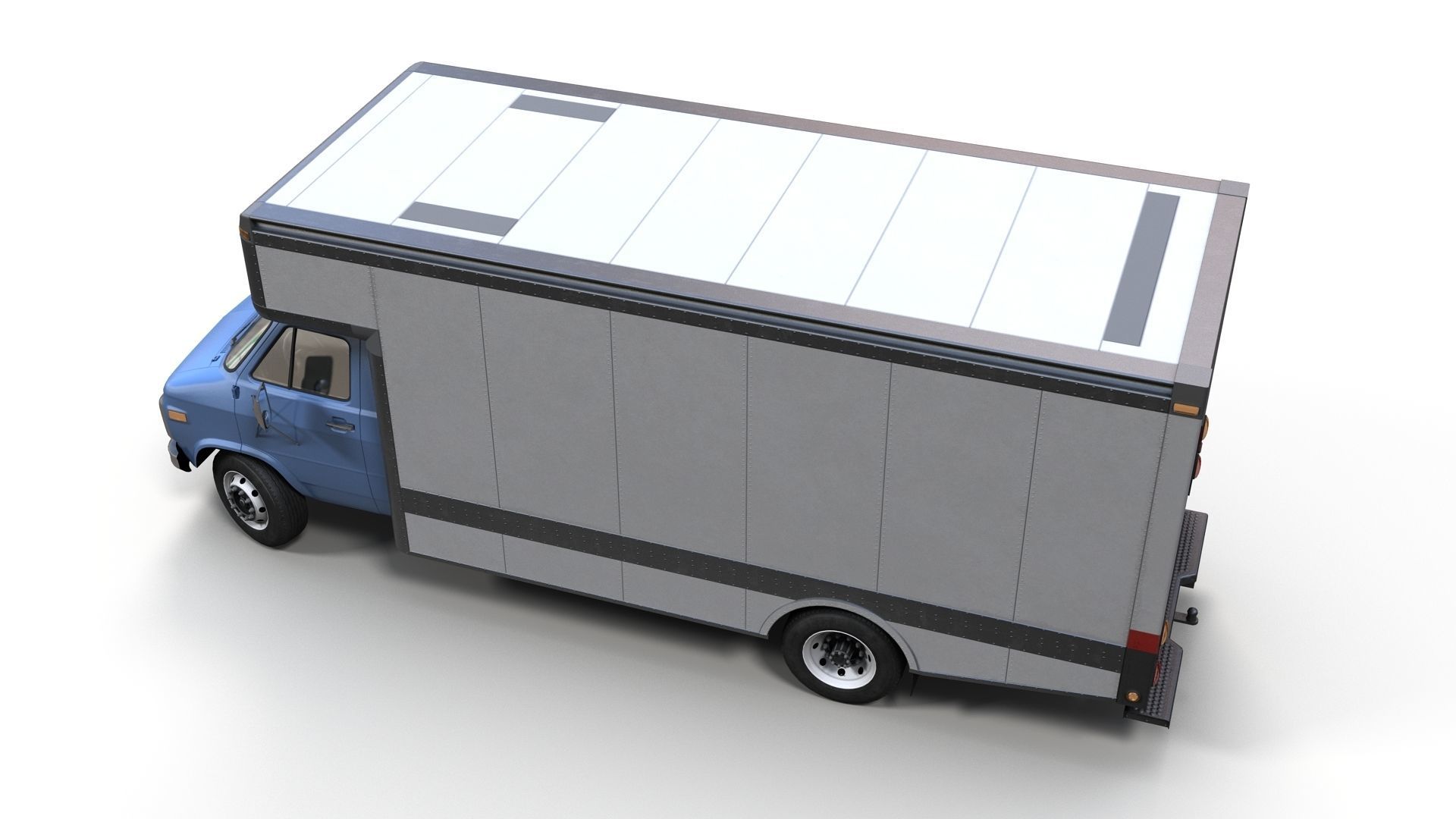 Moving box van Low-poly 3D model_5