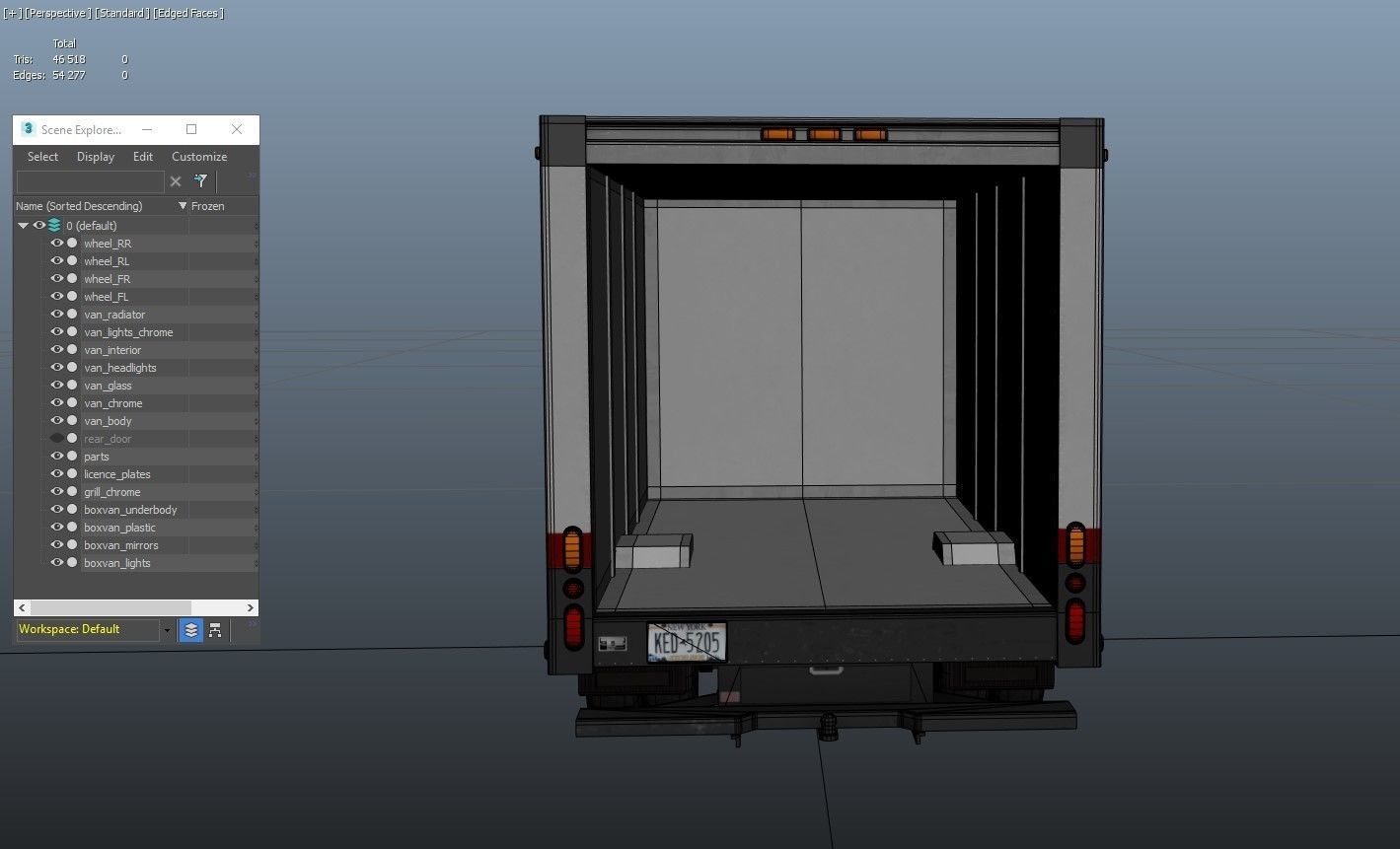 Moving box van Low-poly 3D model_37