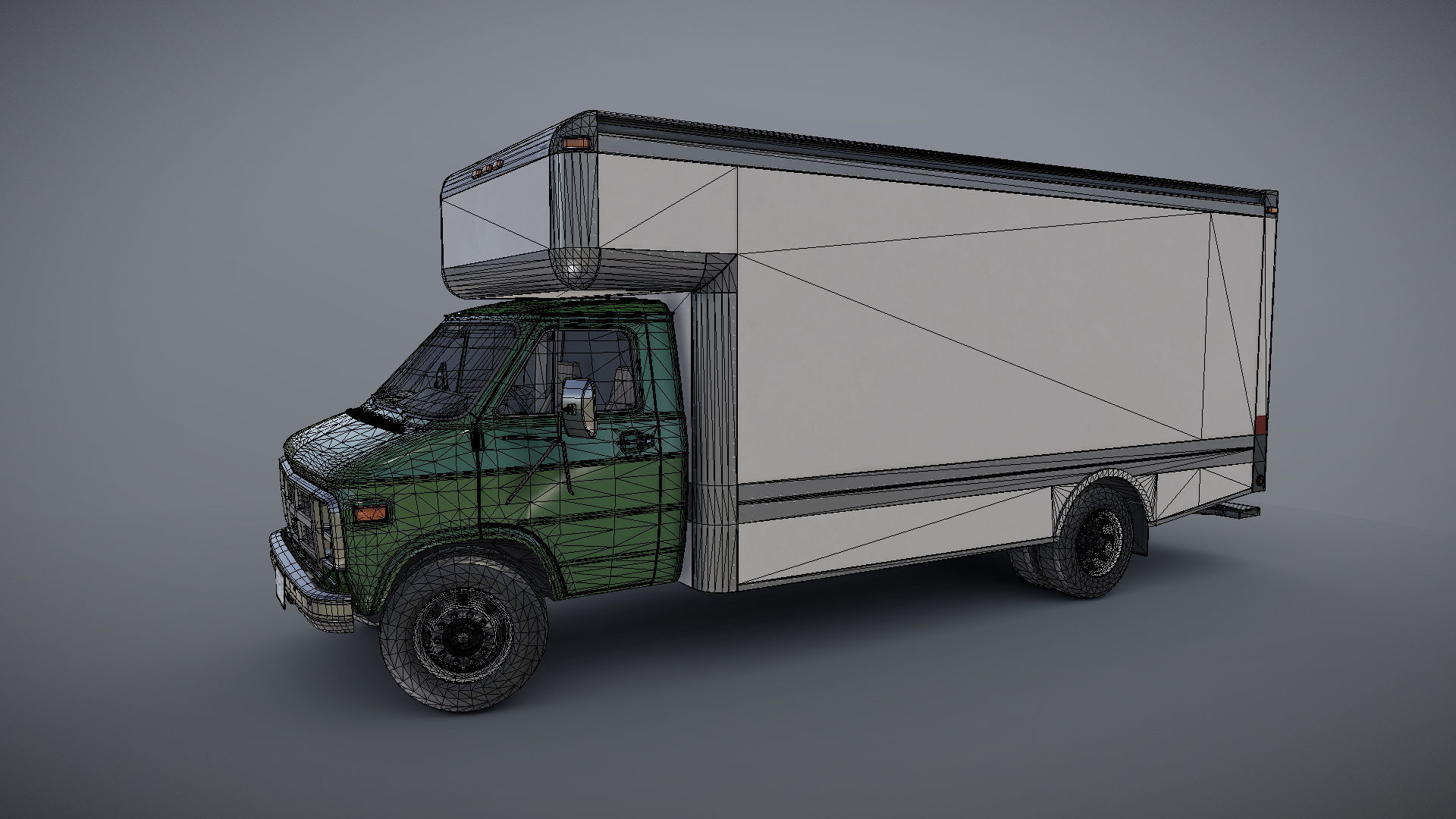 Moving box van Low-poly 3D model_25