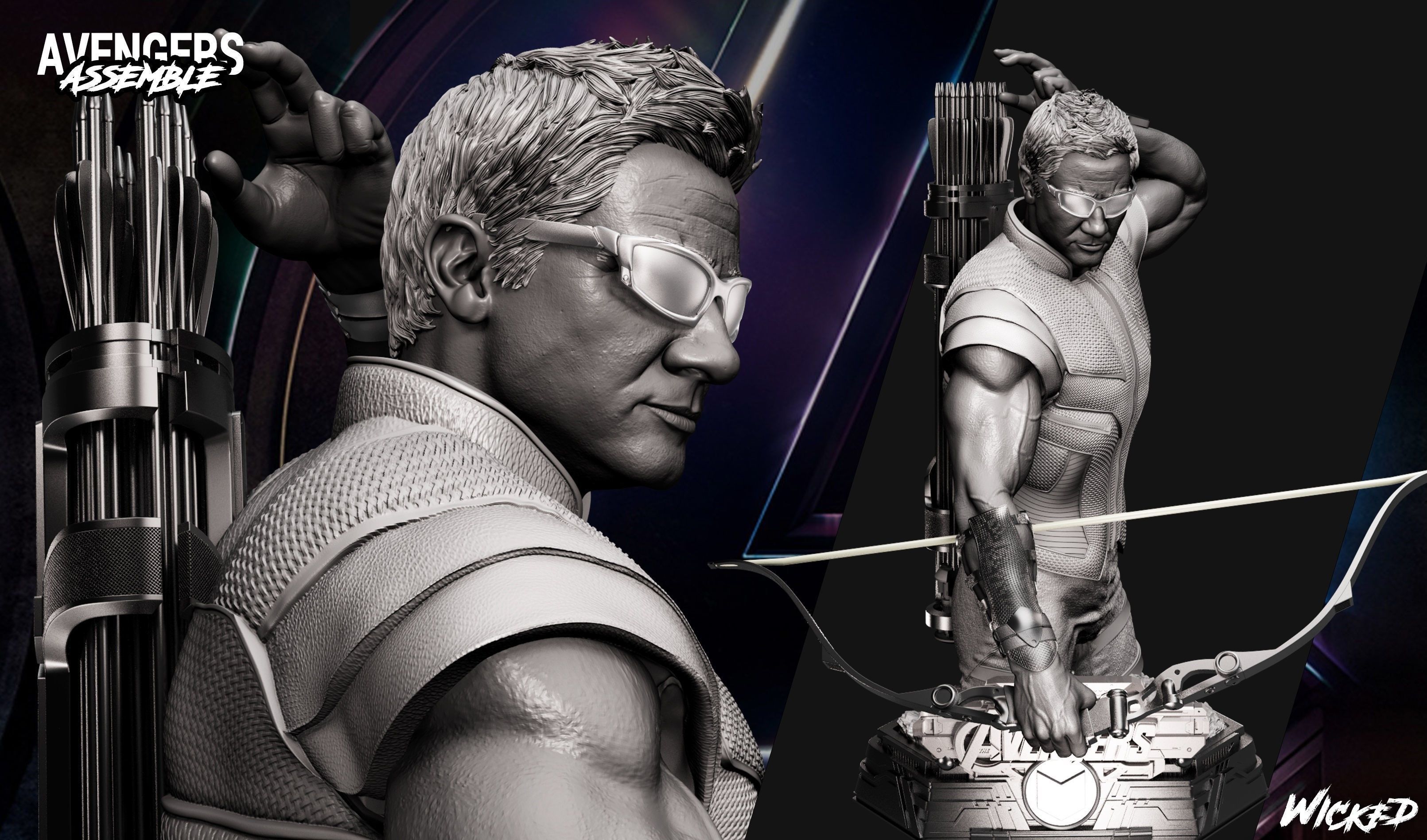 Wicked Hawkeye Bust Tested and ready for 3d printing 3D print model_35