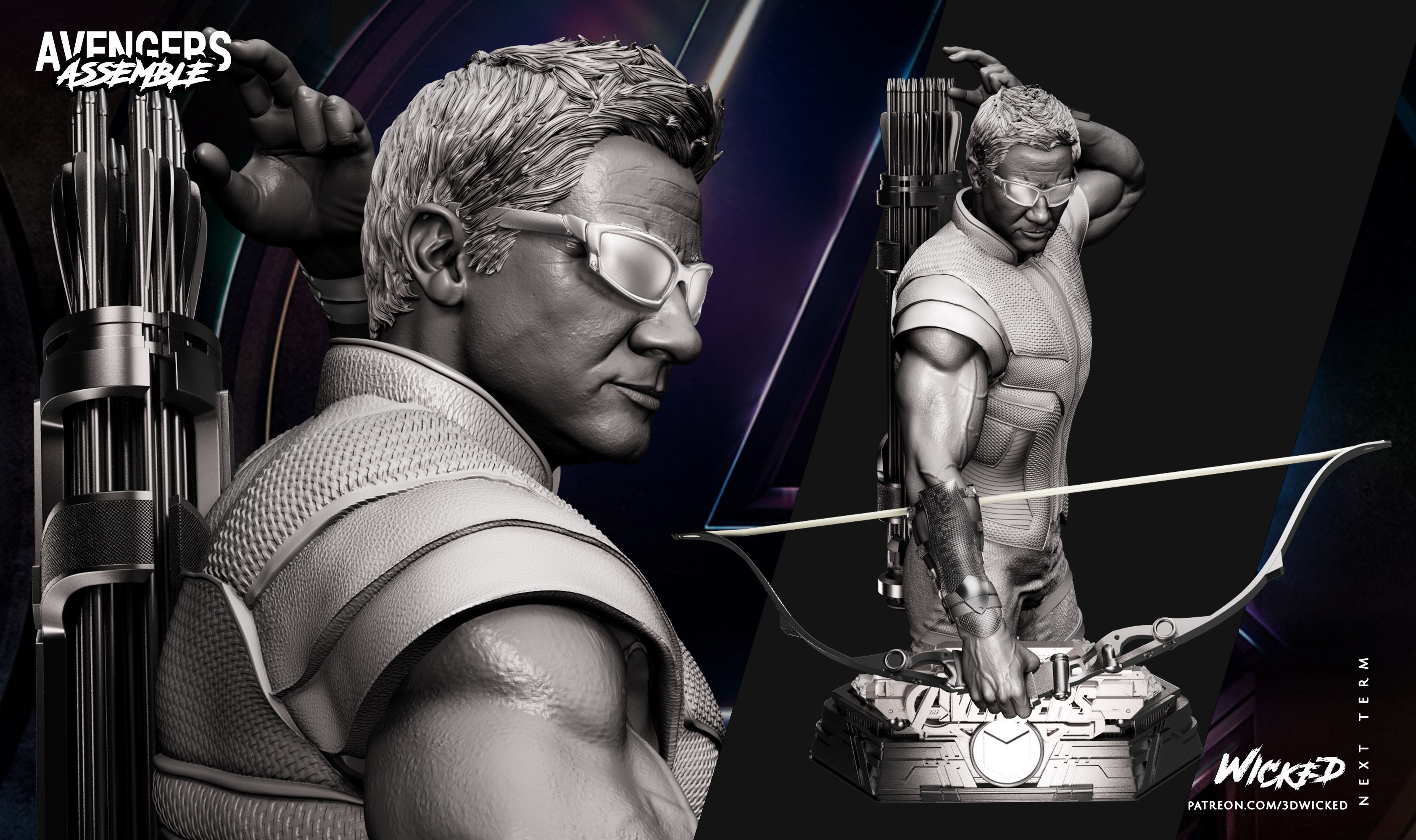 Wicked Hawkeye Bust Tested and ready for 3d printing 3D print model_2