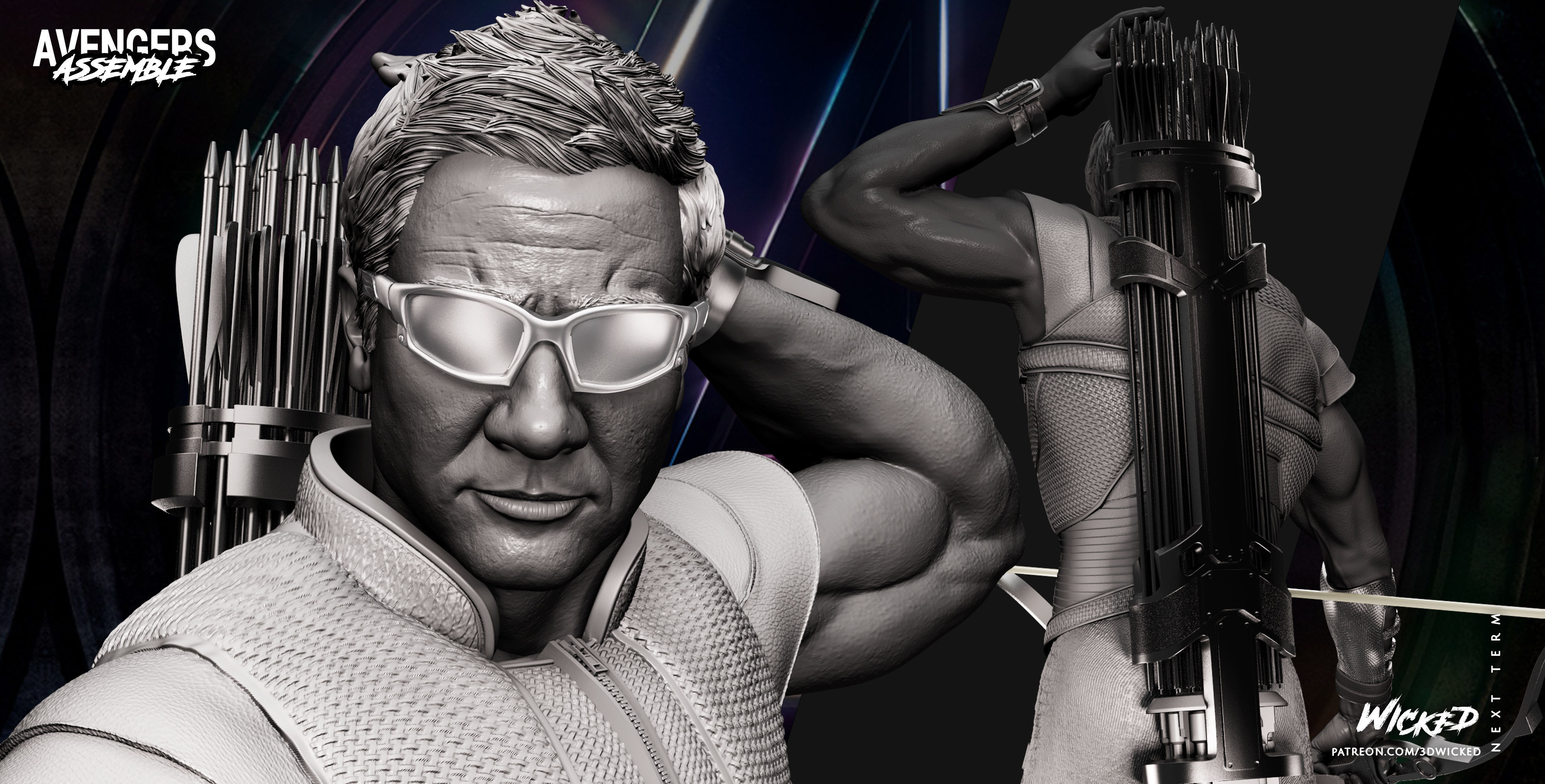 Wicked Hawkeye Bust Tested and ready for 3d printing 3D print model_27