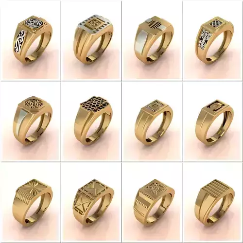 49 Model - Gents Ring - Mens Ring STL READY FILES With 3DM Files 3D Model Collection