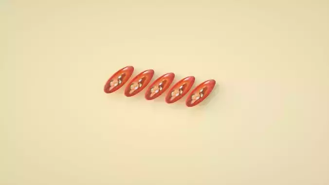 Red pepper ring spicy millet pepper C4D model Low-poly 3D model