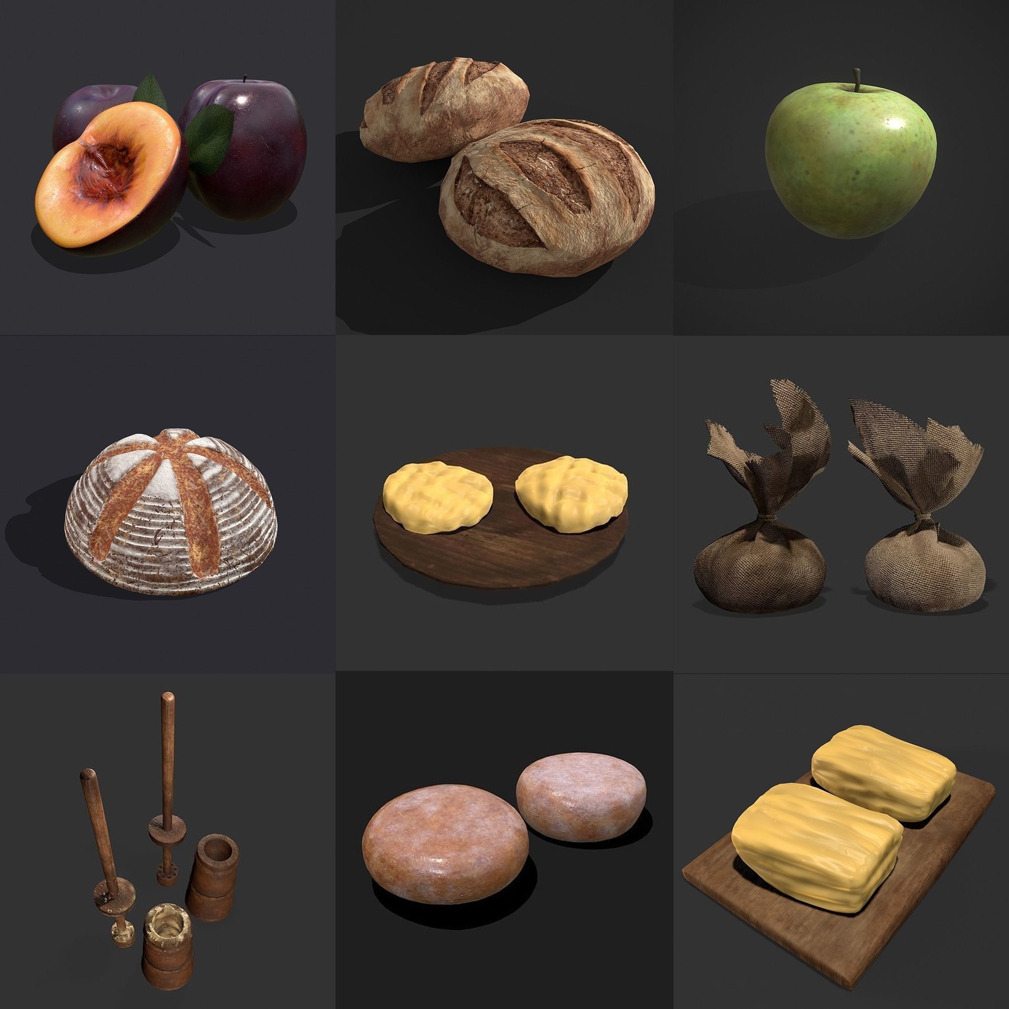 50 Plus High Quality Medieval Food Props 3D Model Collection_12
