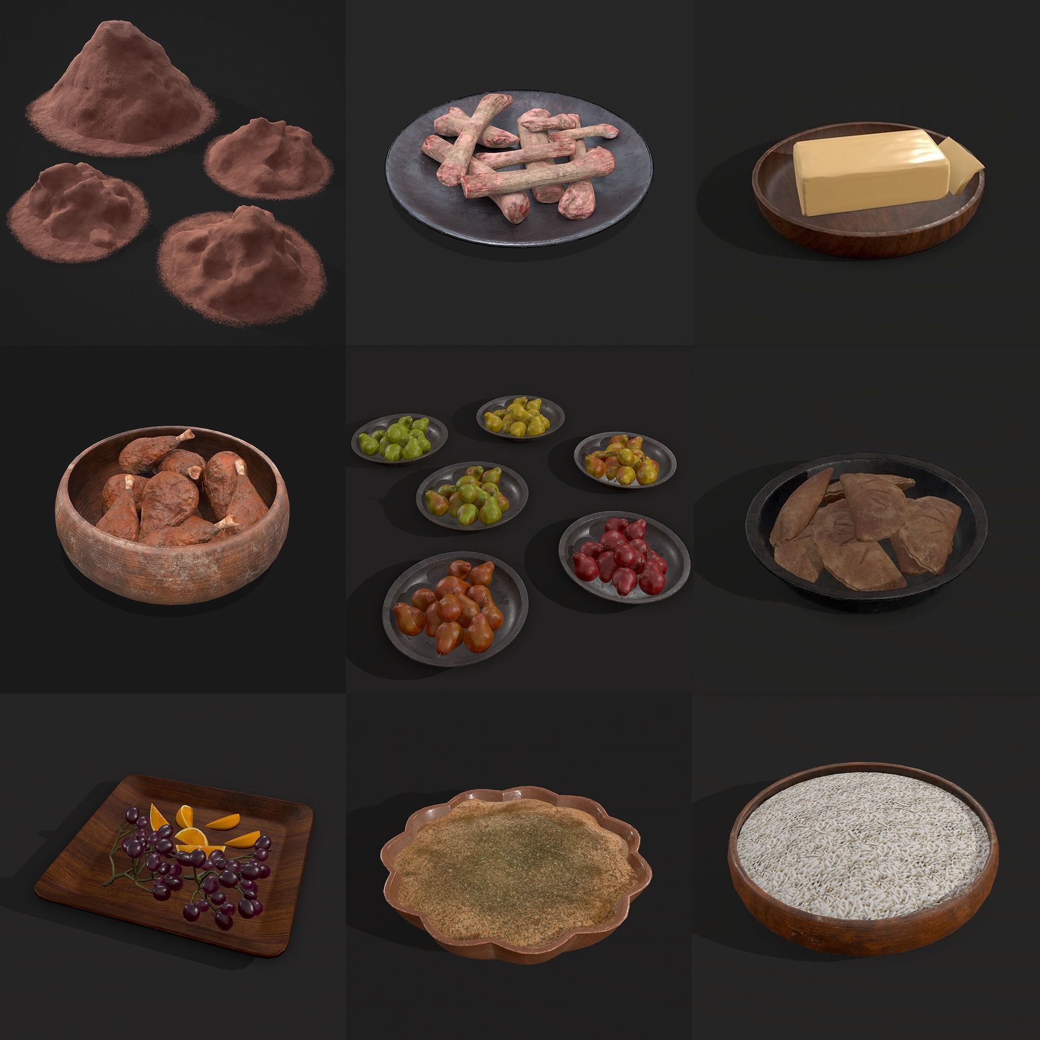50 Plus High Quality Medieval Food Props 3D Model Collection_10