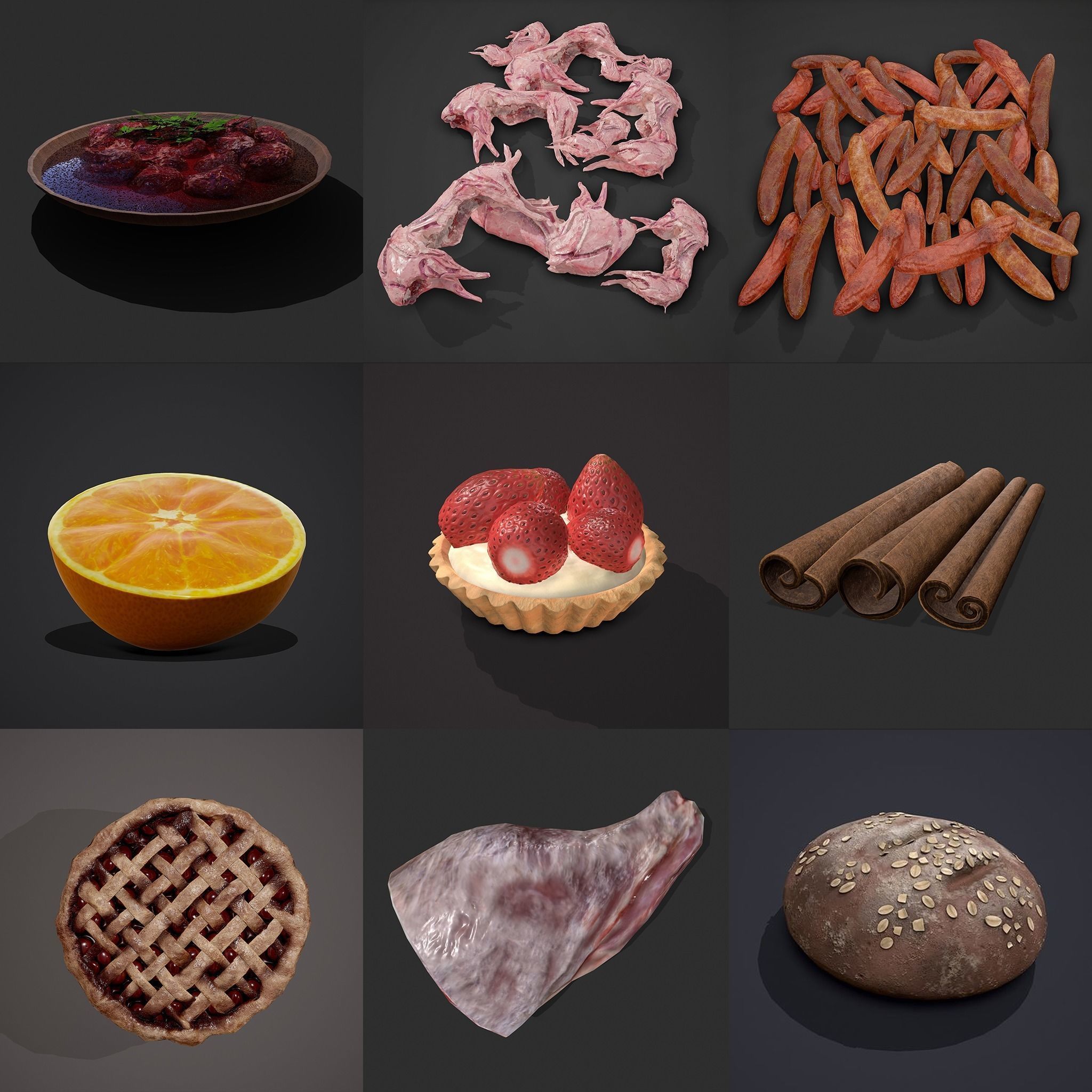 50 Plus High Quality Medieval Food Props 3D Model Collection_43